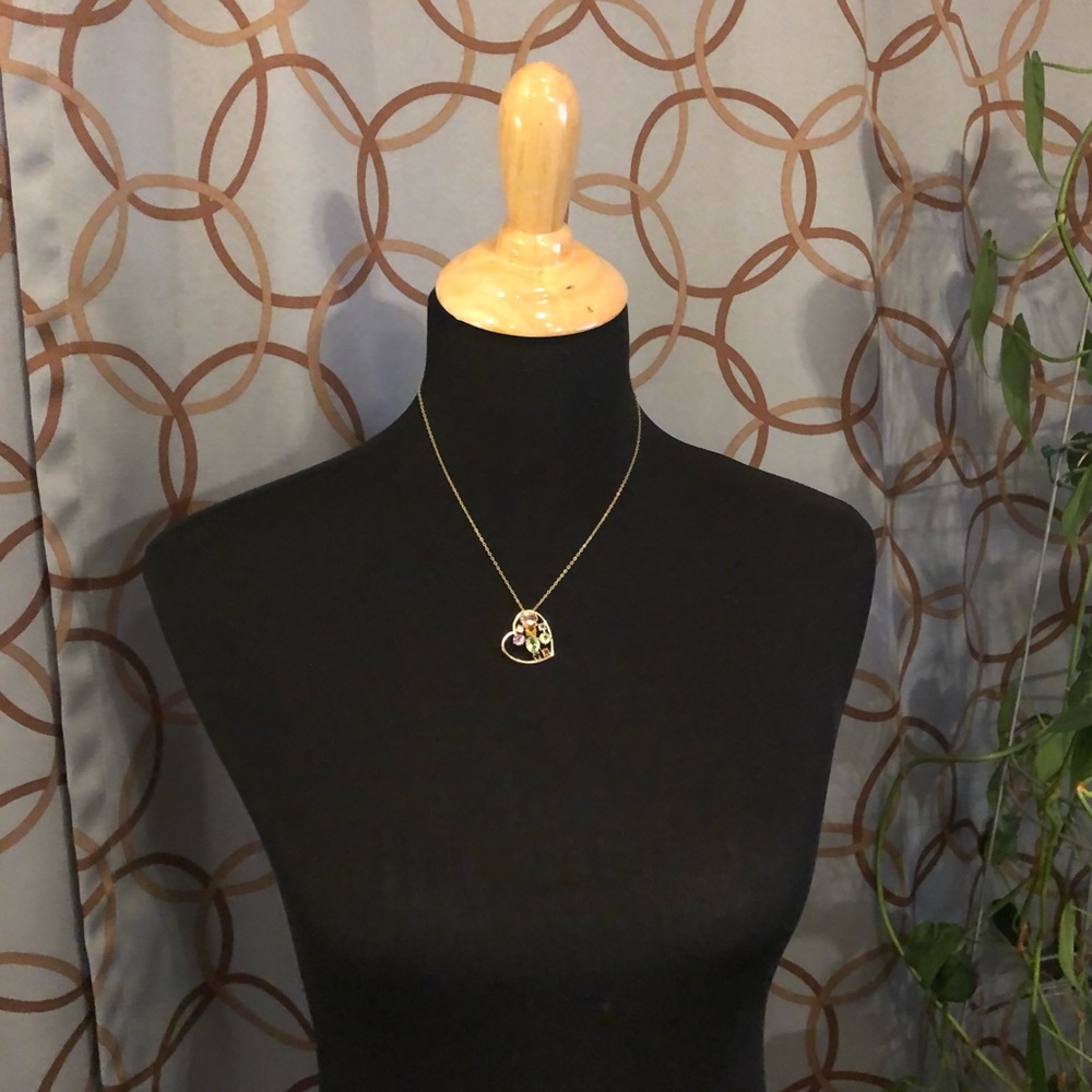 Premier Designs Necklace W/Jeweled Heart Charm